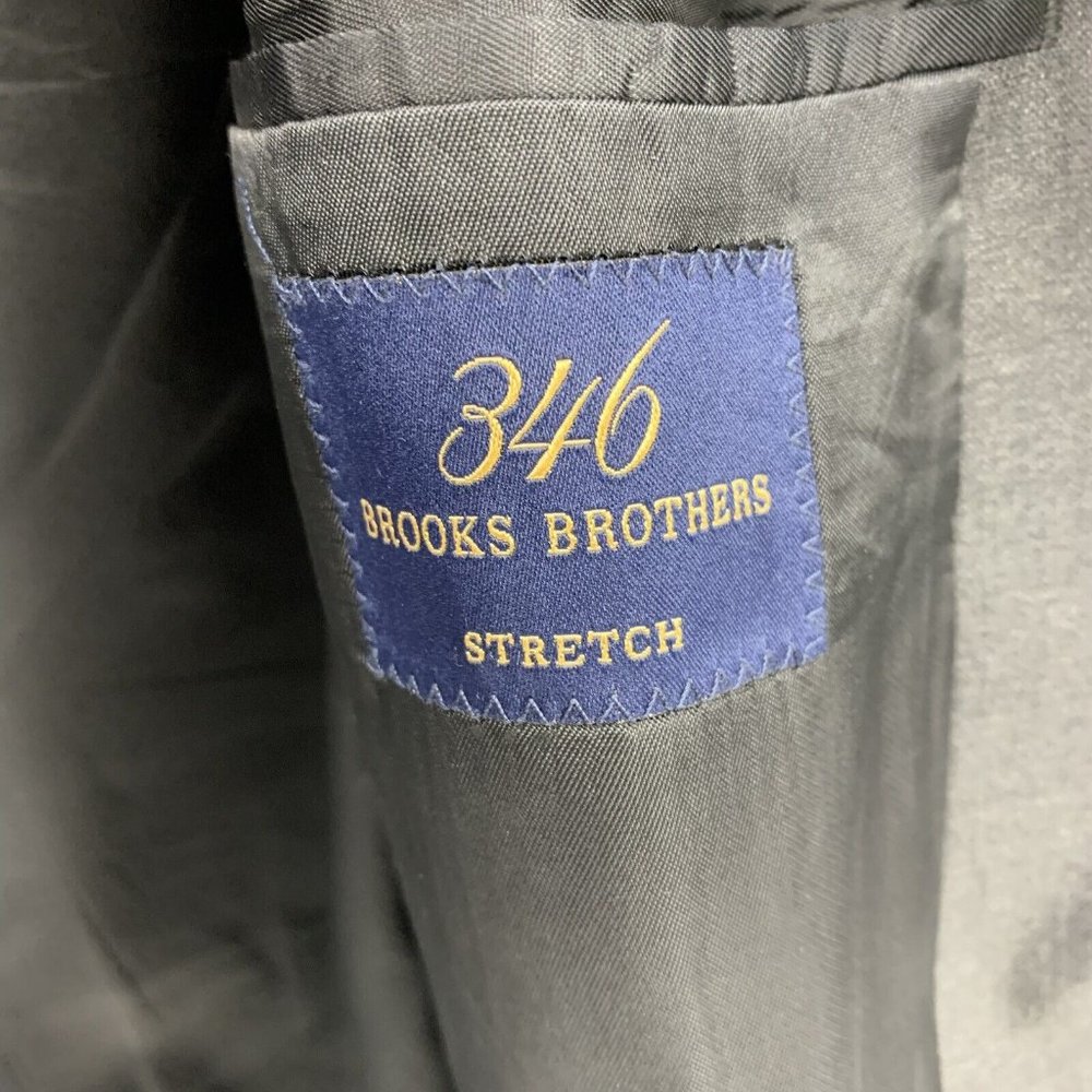 Brooks Brothers 346 Stretch Wool Lycra Blazer 2 Button Dark Gray Mens 41 Reg - Picture 3 of 5